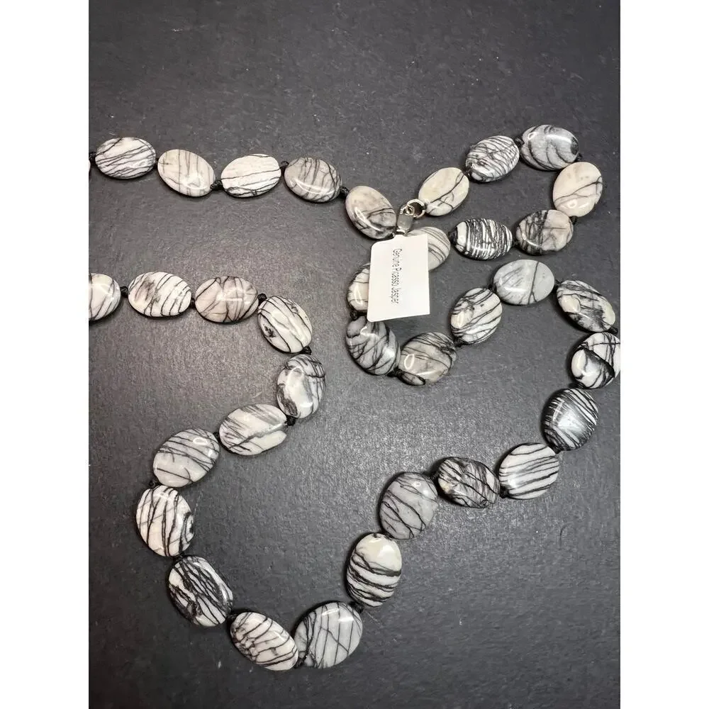 NEW Picasso Jasper 30 inch necklace with sterling silver clasp